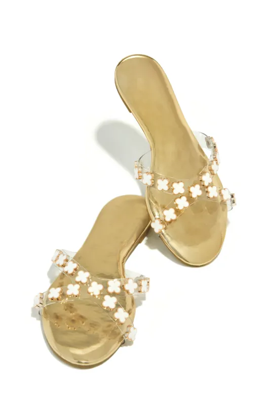 Amara Slip On Sandals - Gold sold by Miss Lola