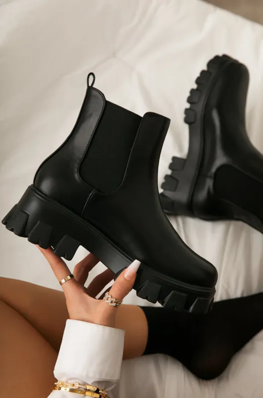 Zuzanna Combat Boots - Black PU sold by Miss Lola