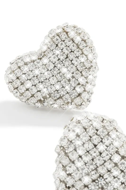 Everlasting Love Embellished Heart Earring - Silver sold by Miss Lola
