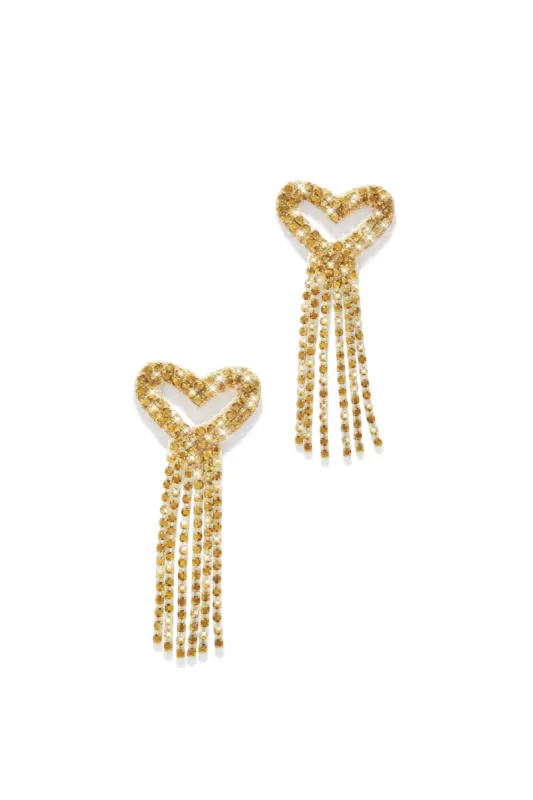 Mi Amore Embellished Dangle Earring - Gold sold by Miss Lola