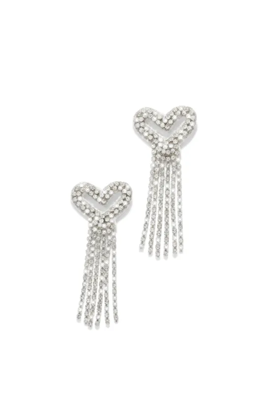 Mi Amore Embellished Dangle Earring - Silver sold by Miss Lola
