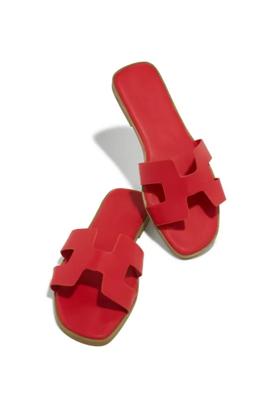 Bianka Slip On Sandals - Red sold by Miss Lola