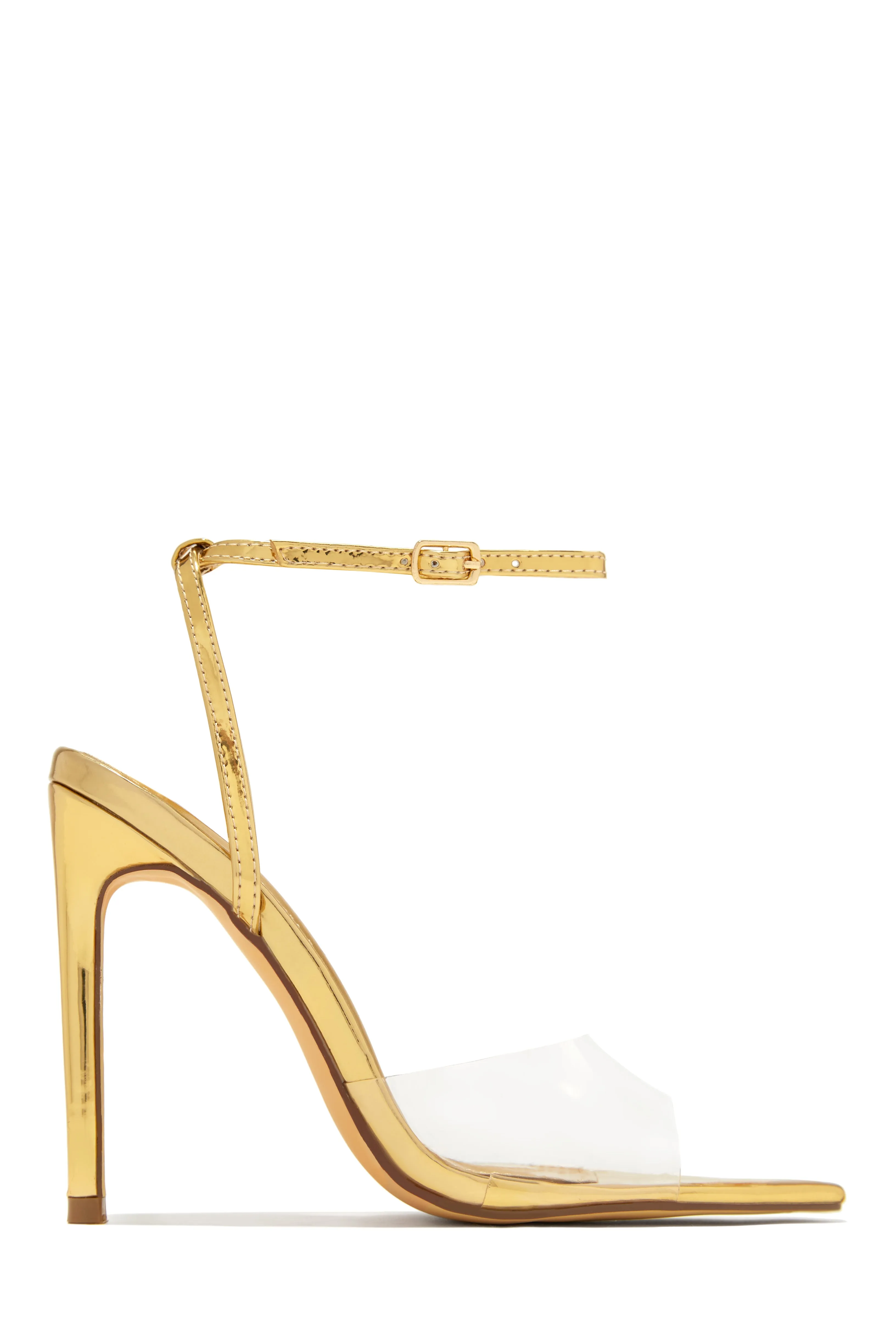 Dinner Date Clear Strap High Heels - Gold sold by Miss Lola product image thumbnail 2