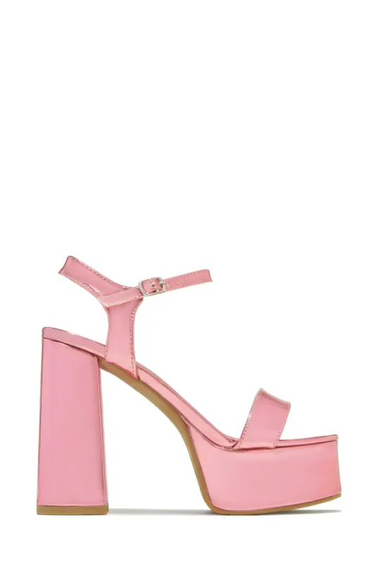 Haley Platform Block Heels - Pink sold by Miss Lola