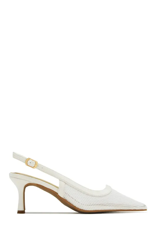 Chloey Slingback Mid Heel Pumps - Ivory sold by Miss Lola