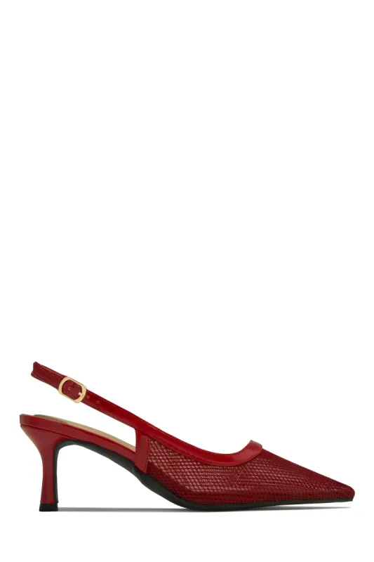Chloey Slingback Mid Heel Pumps - Wine sold by Miss Lola