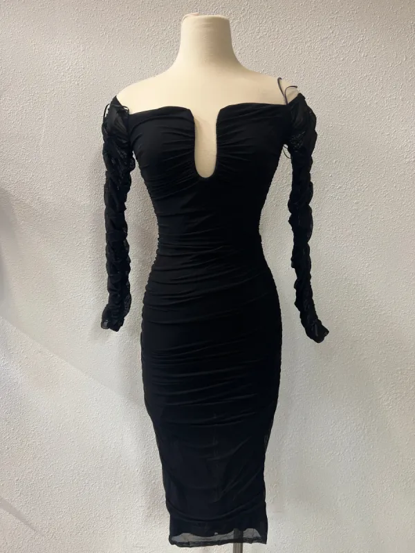 Forever Yours Off The Shoulder Midi Dress - Black sold by Miss Lola
