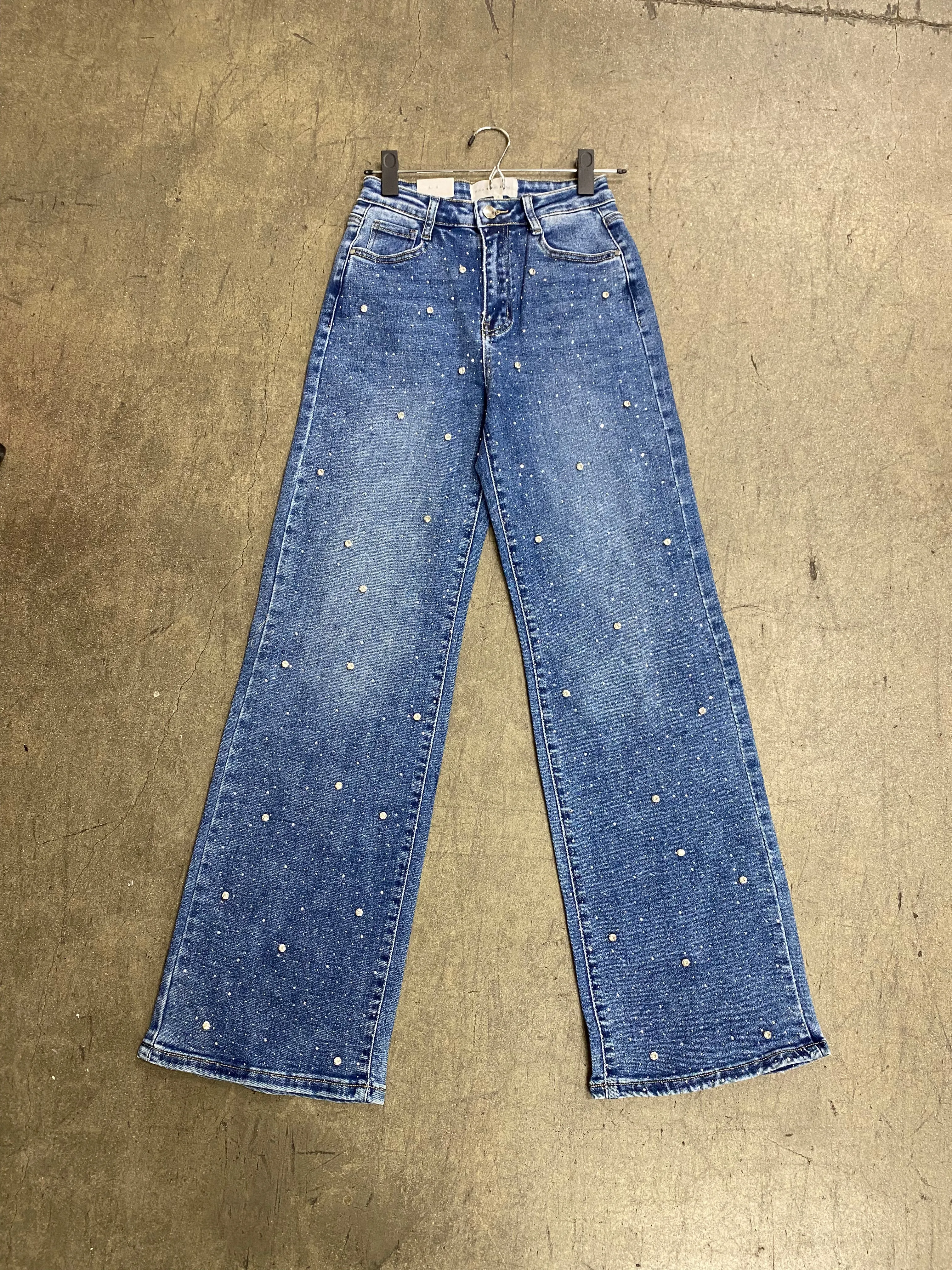 Lorah Embellished Jean Pants - Denim sold by Miss Lola product image thumbnail 2