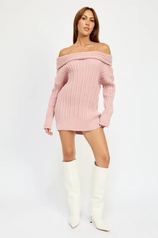 Lexi Off The Shoulder Sweater Top - Pink sold by Miss Lola