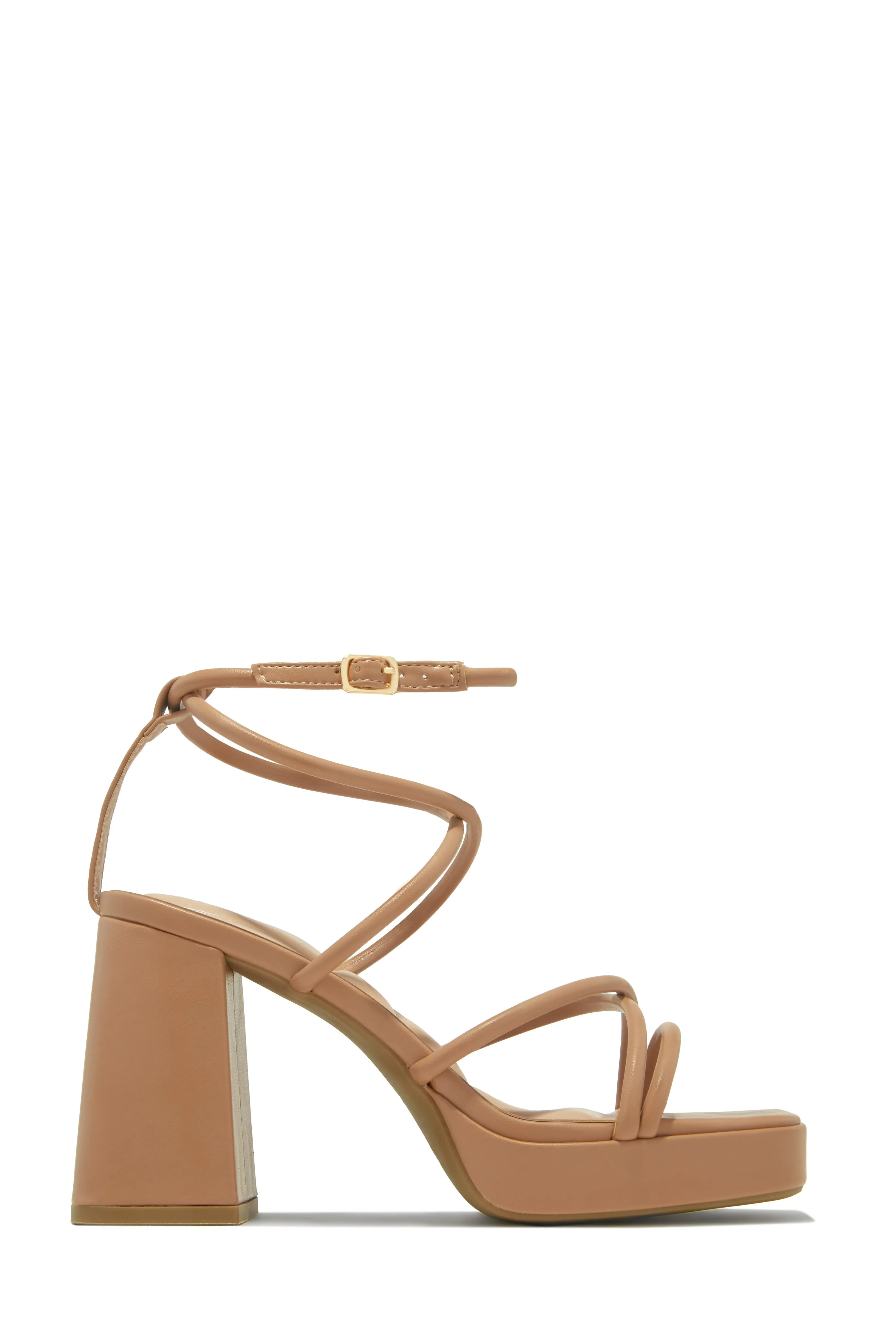 Kaylie Platform Block Heels - Nude sold by Miss Lola