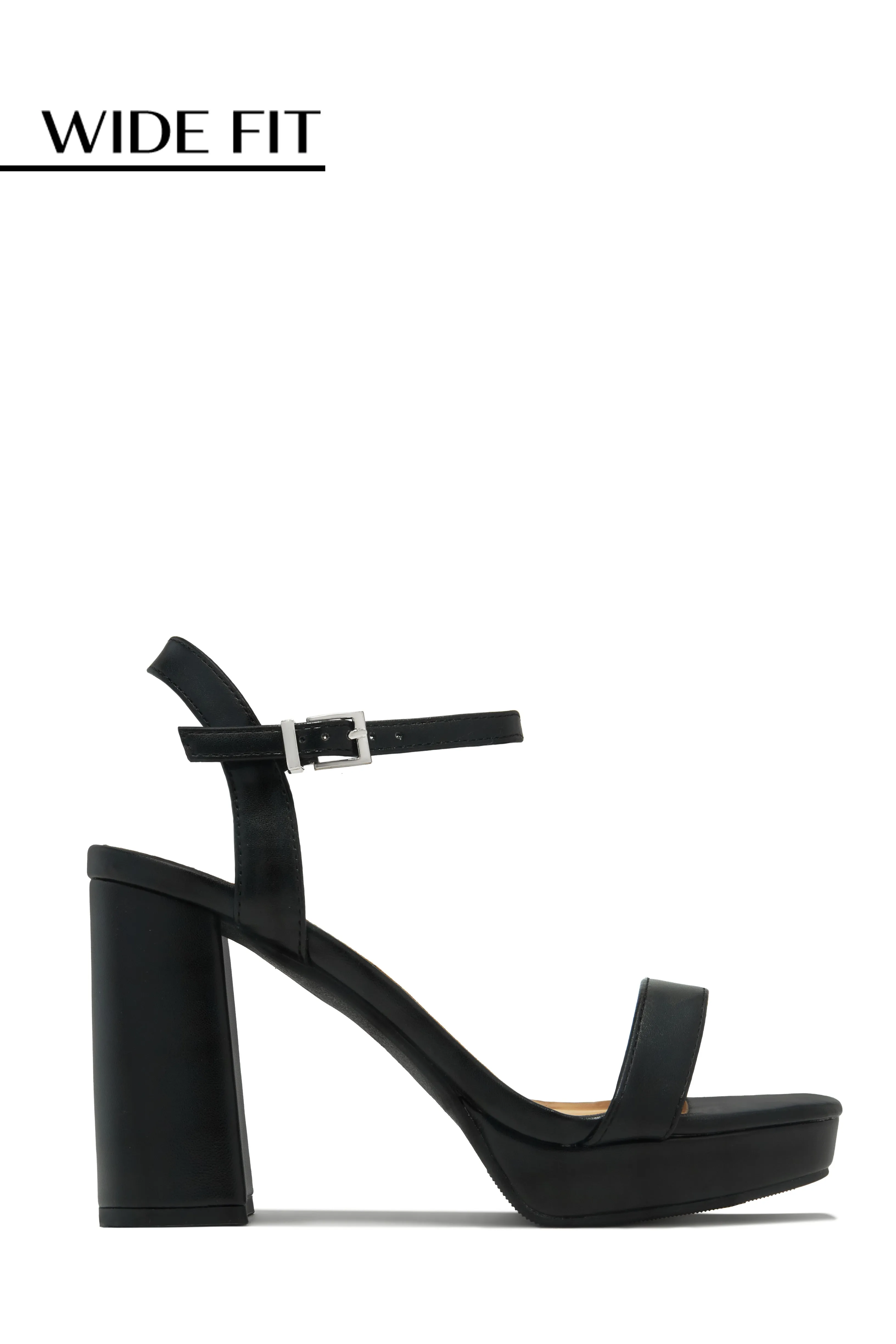 Gaby Wide Fit Platform Block Heels - Black sold by Miss Lola