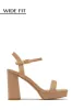 Gaby Wide Fit Platform Block Heels - Nude sold by Miss Lola