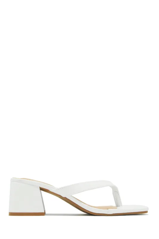 Talia Block Heel Mules - White sold by Miss Lola