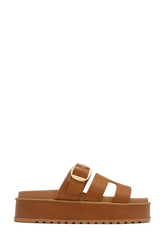 Resort Getaway Slip On Chunky Sandals - Tan sold by Miss Lola