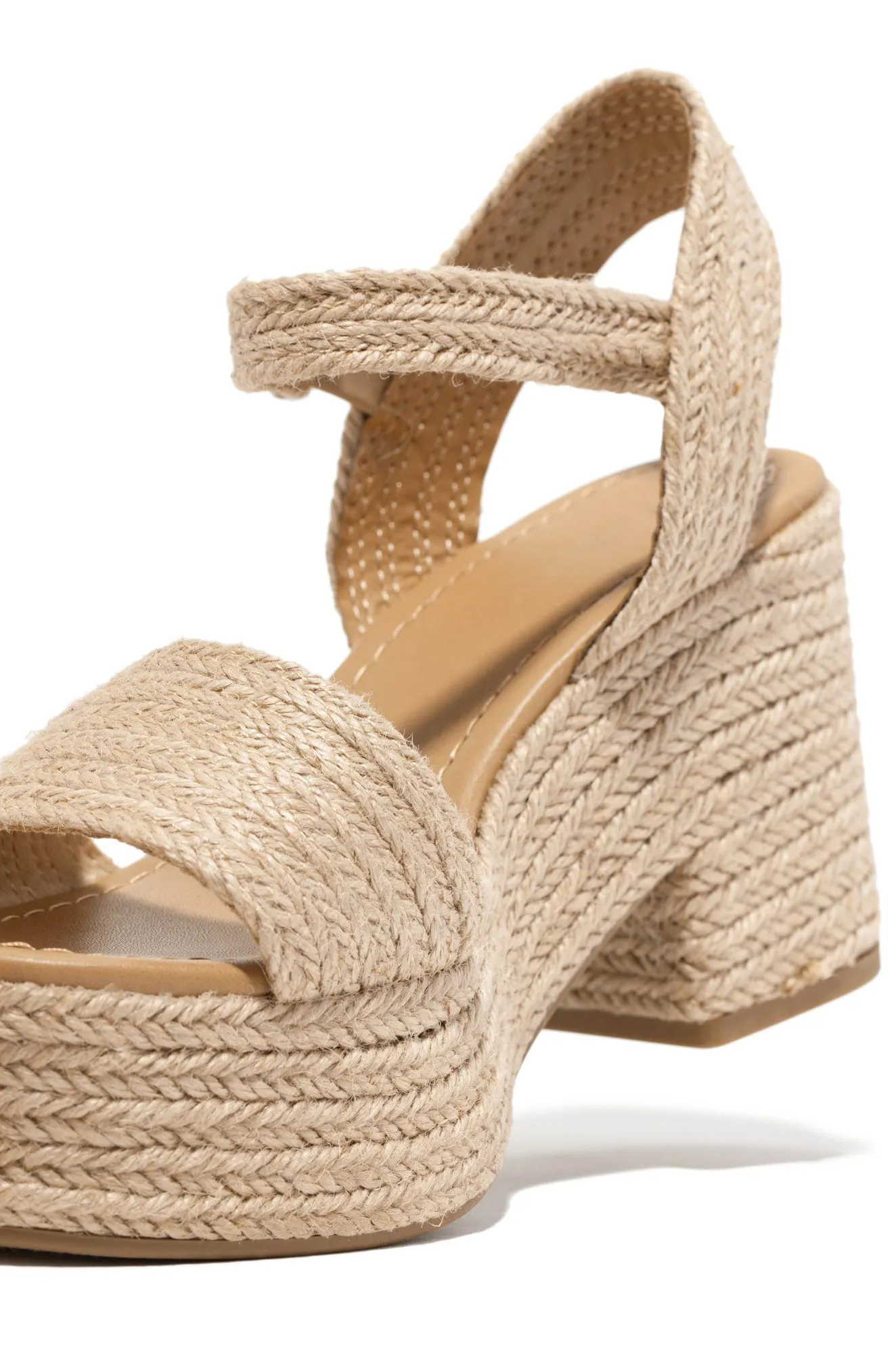 White Sand Platform Block Heels - Natural sold by Miss Lola product image thumbnail 5