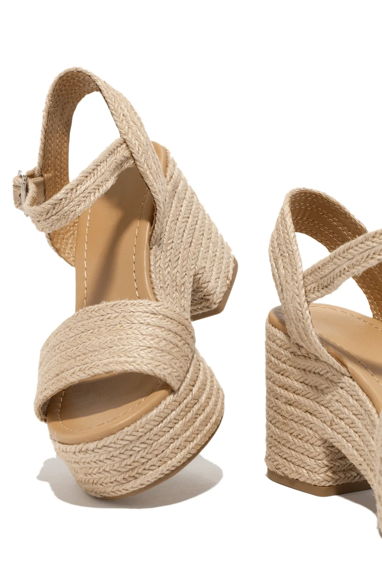 White Sand Platform Block Heels - Natural sold by Miss Lola product image thumbnail 4