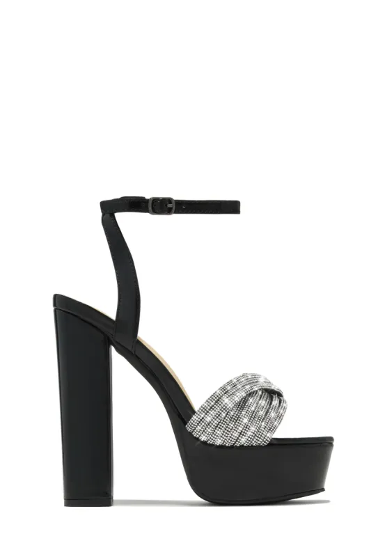 Arabella Embellished Platform Block Heels - Black sold by Miss Lola