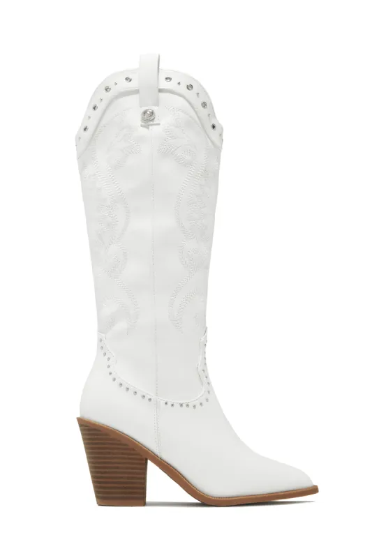 Festival Season Cowgirl Boots - White sold by Miss Lola