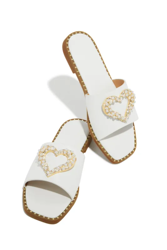 Love Island Embellished Slip On Sandals - White sold by Miss Lola