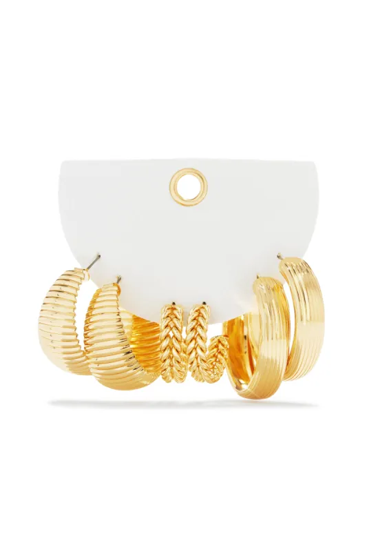 Yelena Hoop Earring Sets - Gold sold by Miss Lola