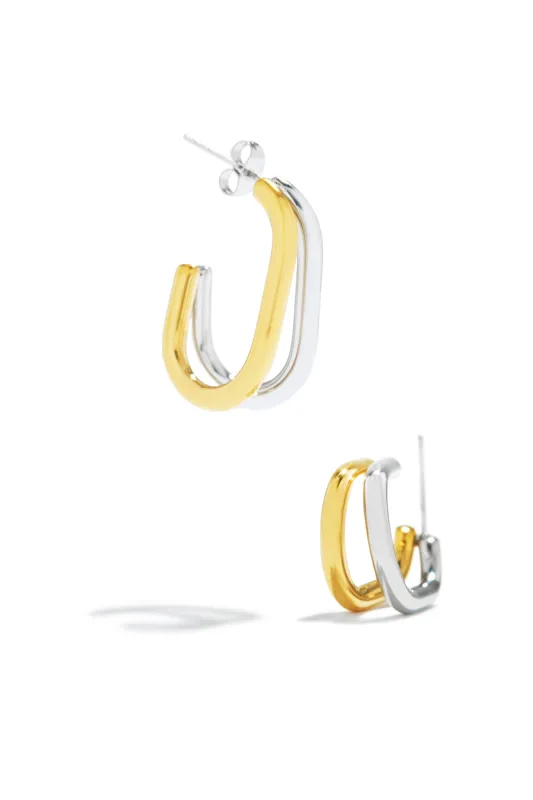 Melodie Two Tone Earring - Gold Silver sold by Miss Lola