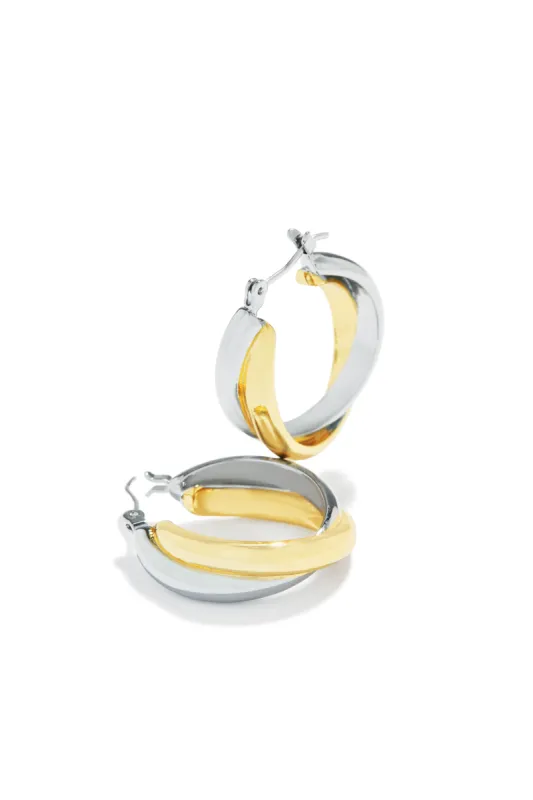 Claudette Two Tone Hoop Earring - Gold Silver sold by Miss Lola