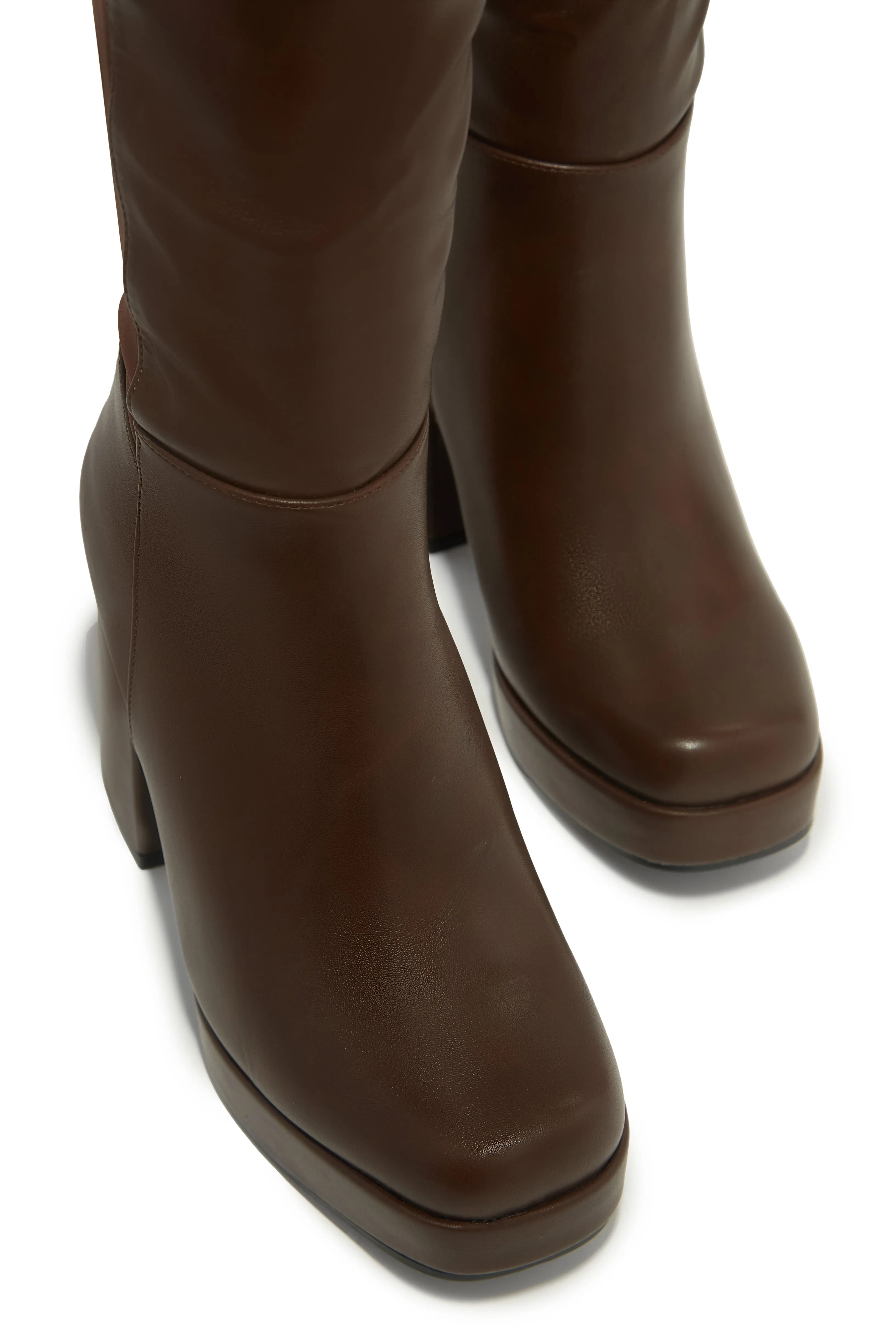 Harley Platform Block Heel Boots - Brown sold by Miss Lola product image thumbnail 2