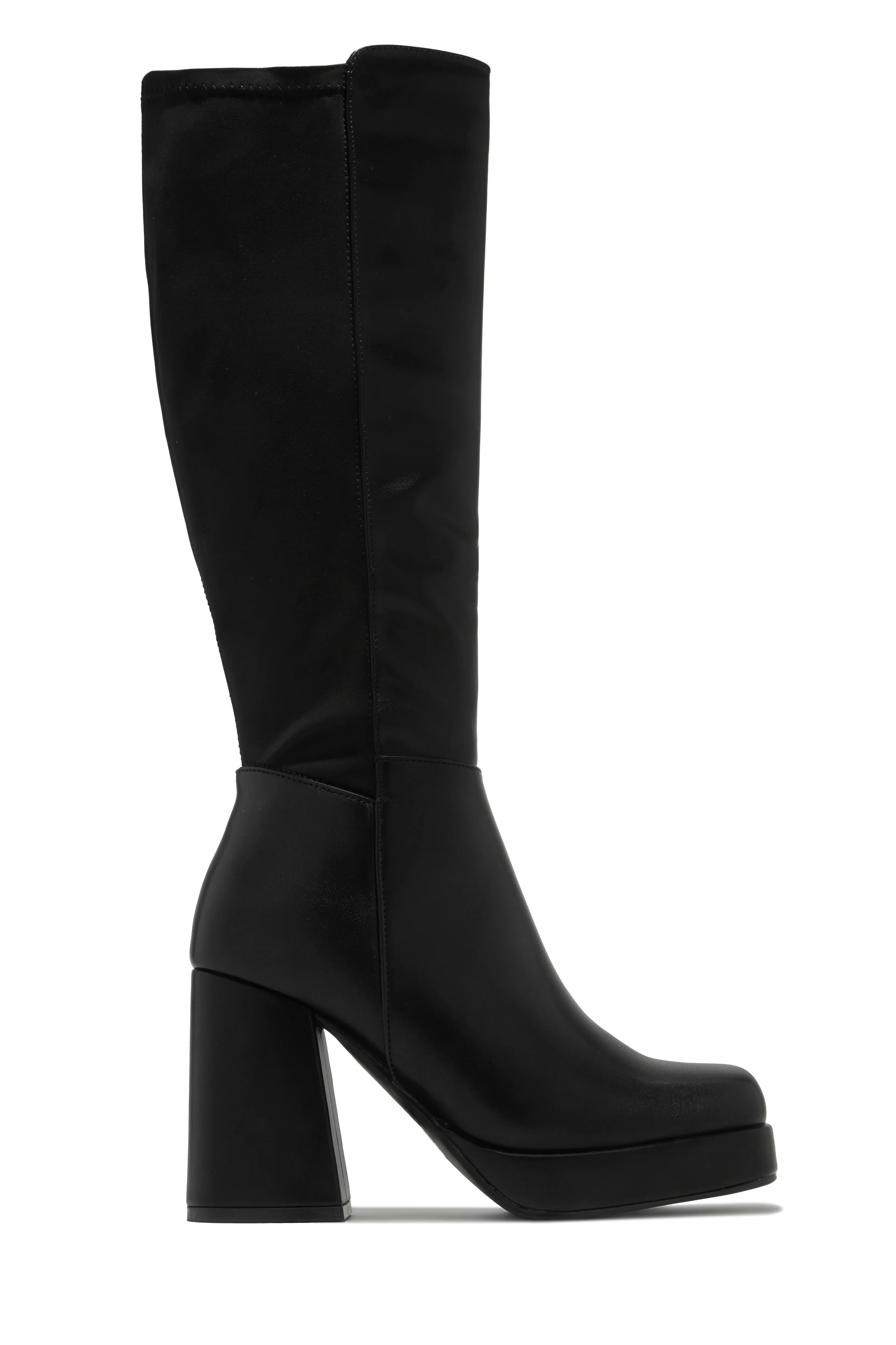 Harley Platform Block Heel Boots - Black sold by Miss Lola product image thumbnail 3