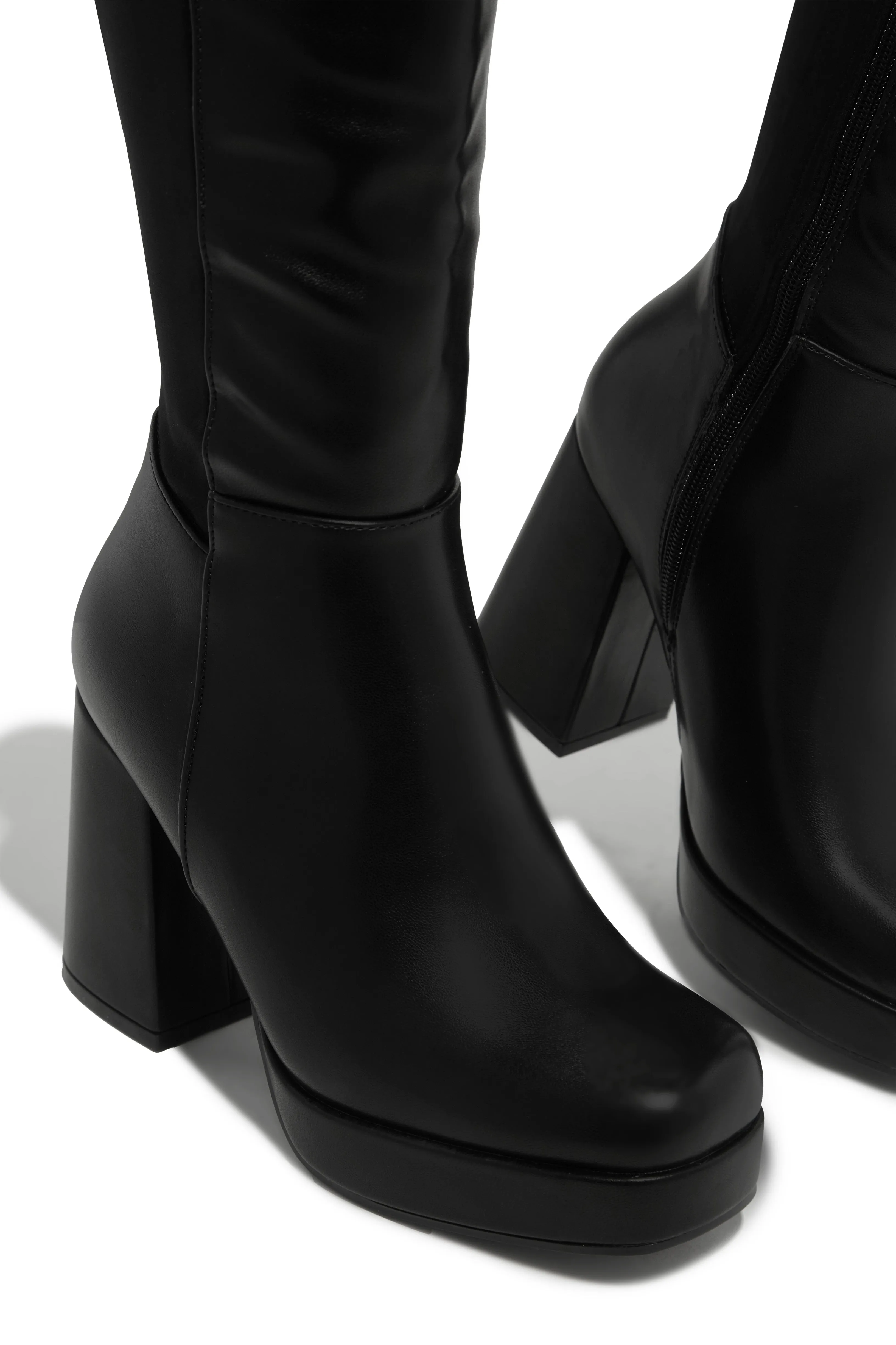 Harley Platform Block Heel Boots - Black sold by Miss Lola product image thumbnail 2
