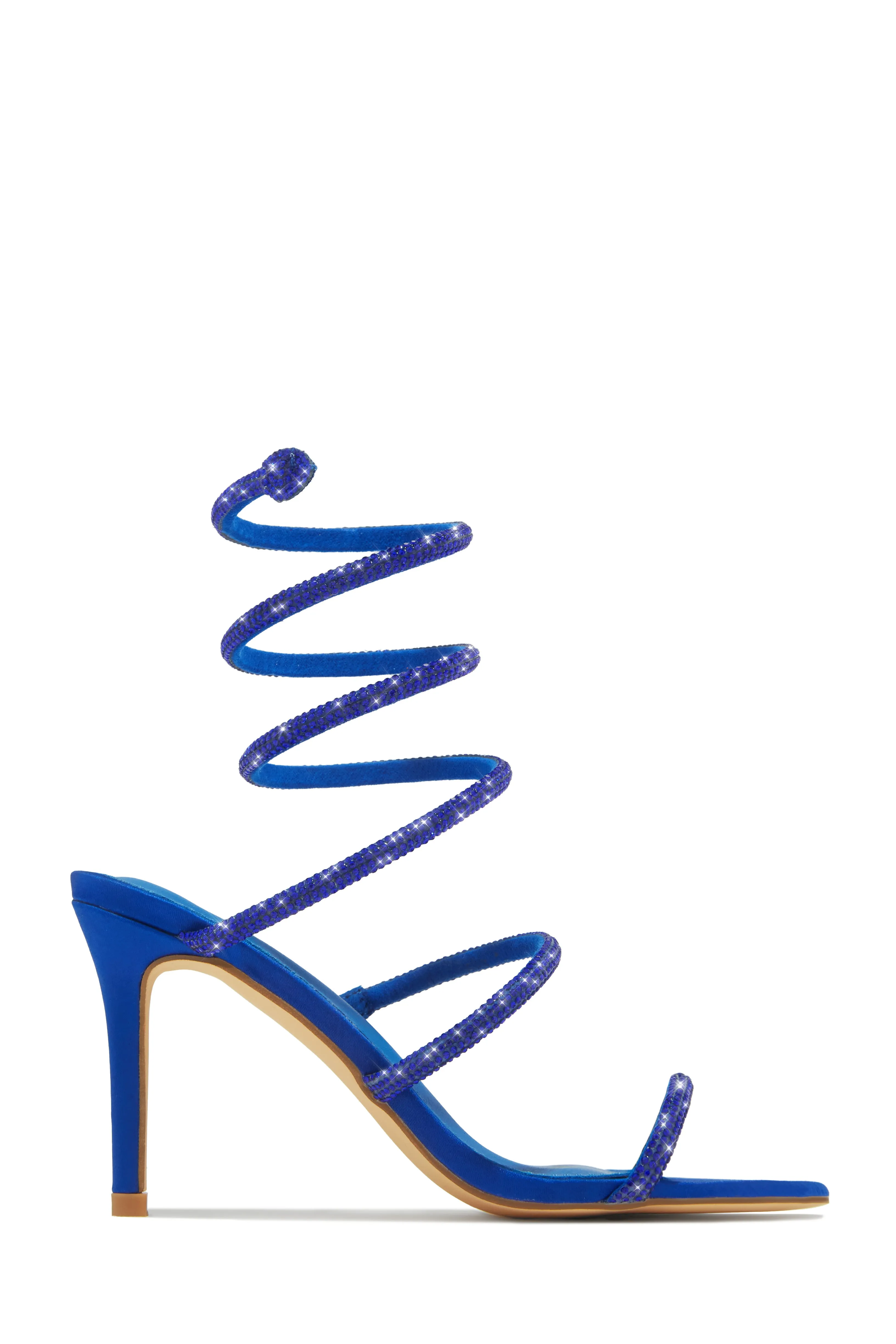 Sushmita Embellished Around The Ankle Coil Heels - Blue sold by Miss Lola