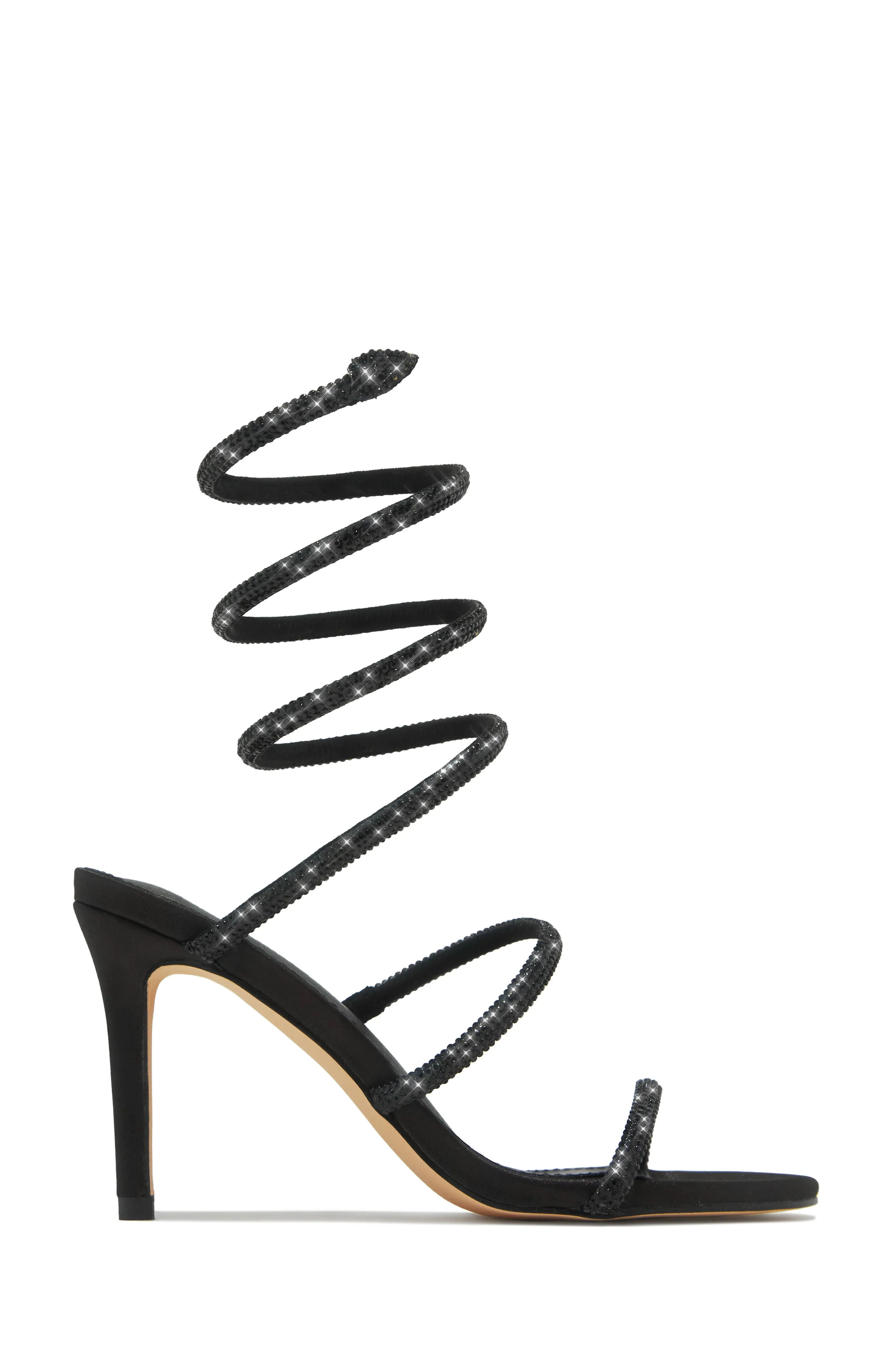 Sushmita Embellished Around The Ankle Coil Heels - Black sold by Miss Lola