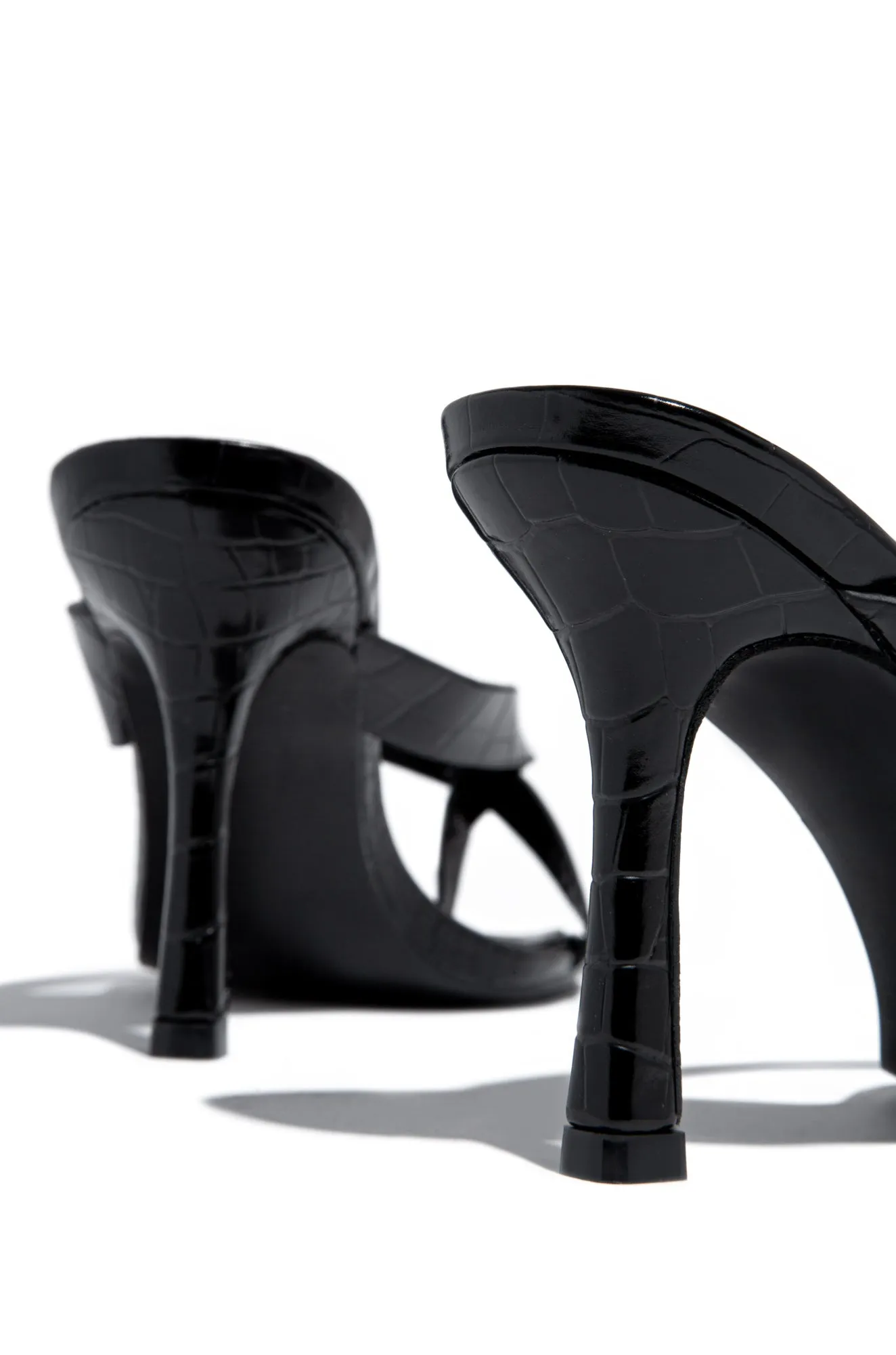 Lyna Mid Heel Mules - Black Croc sold by Miss Lola product image thumbnail 5