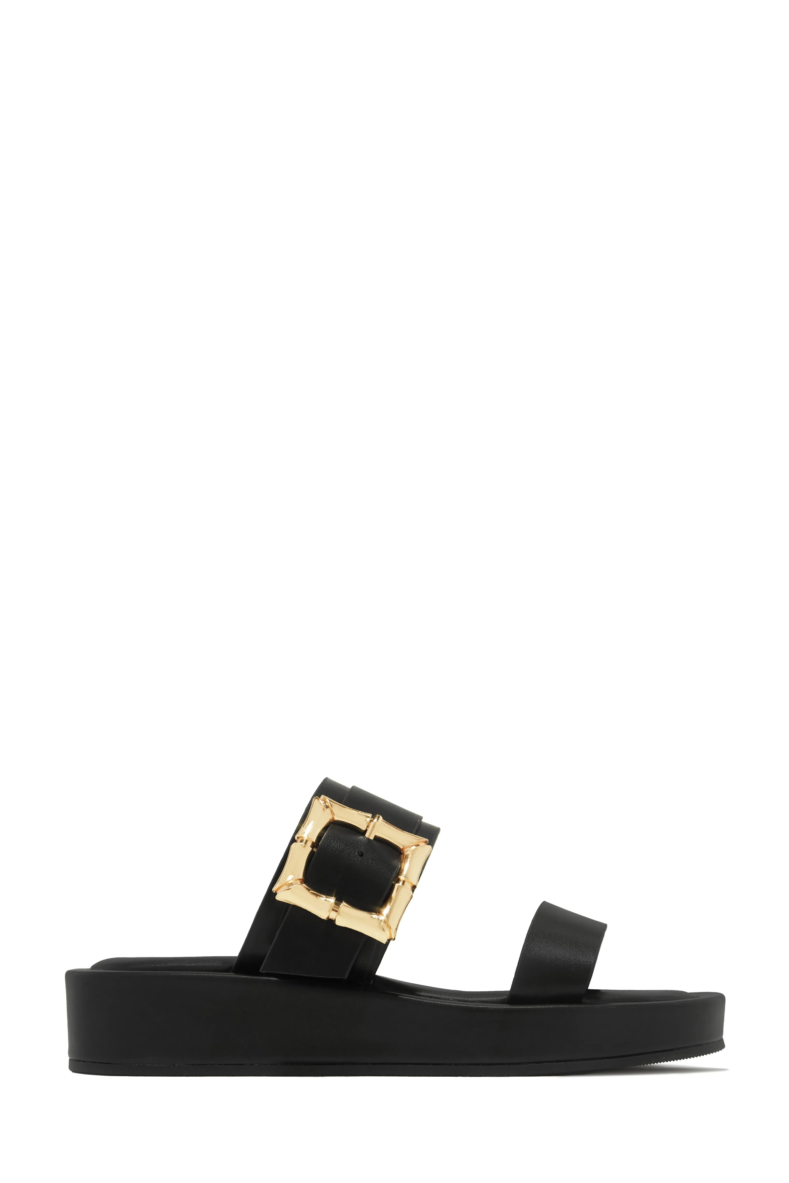 Vacay Calling Slip On Platform Sandals - Black sold by Miss Lola