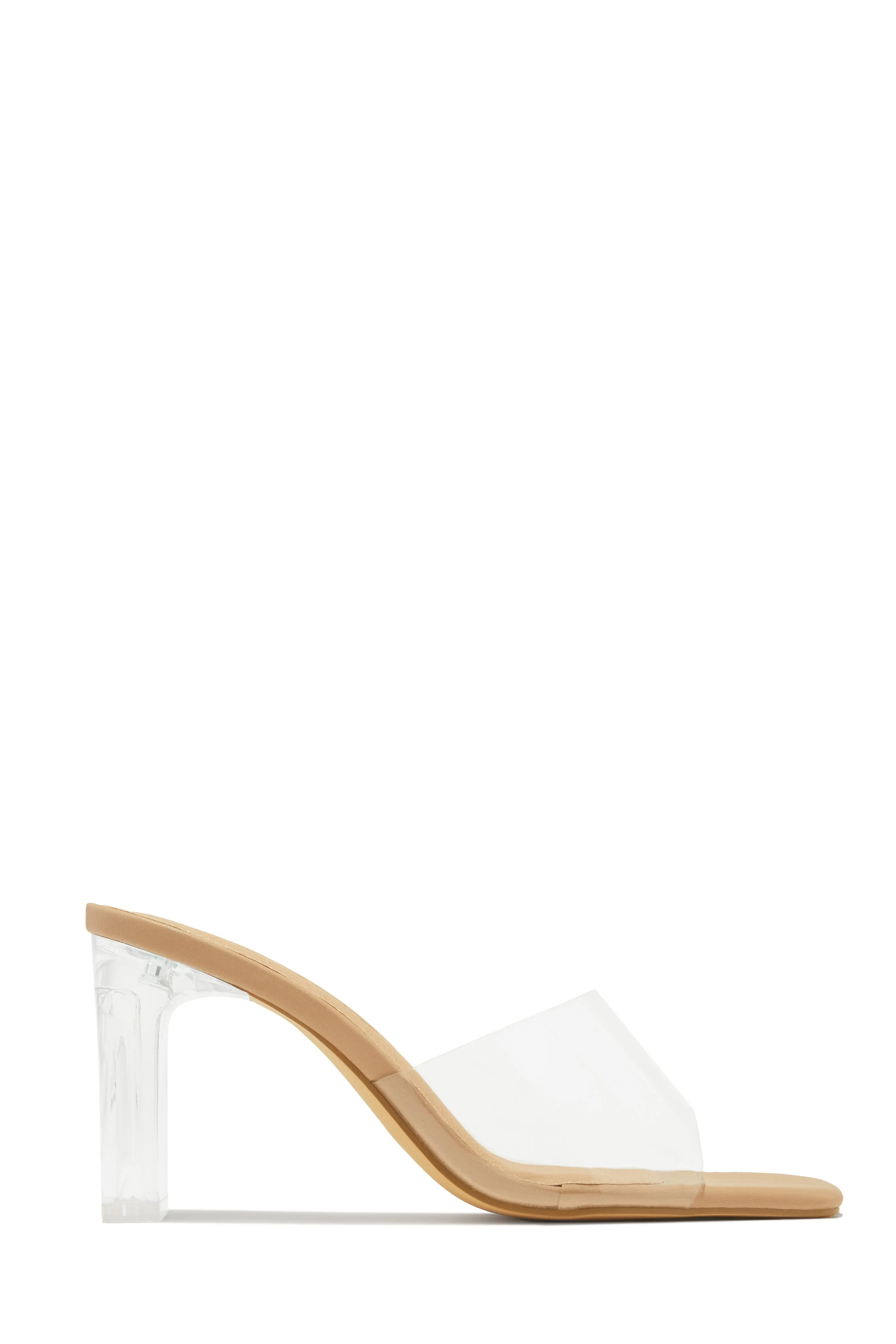 Vivian Clear Strap Mule Heels - Nude sold by Miss Lola product image thumbnail 2