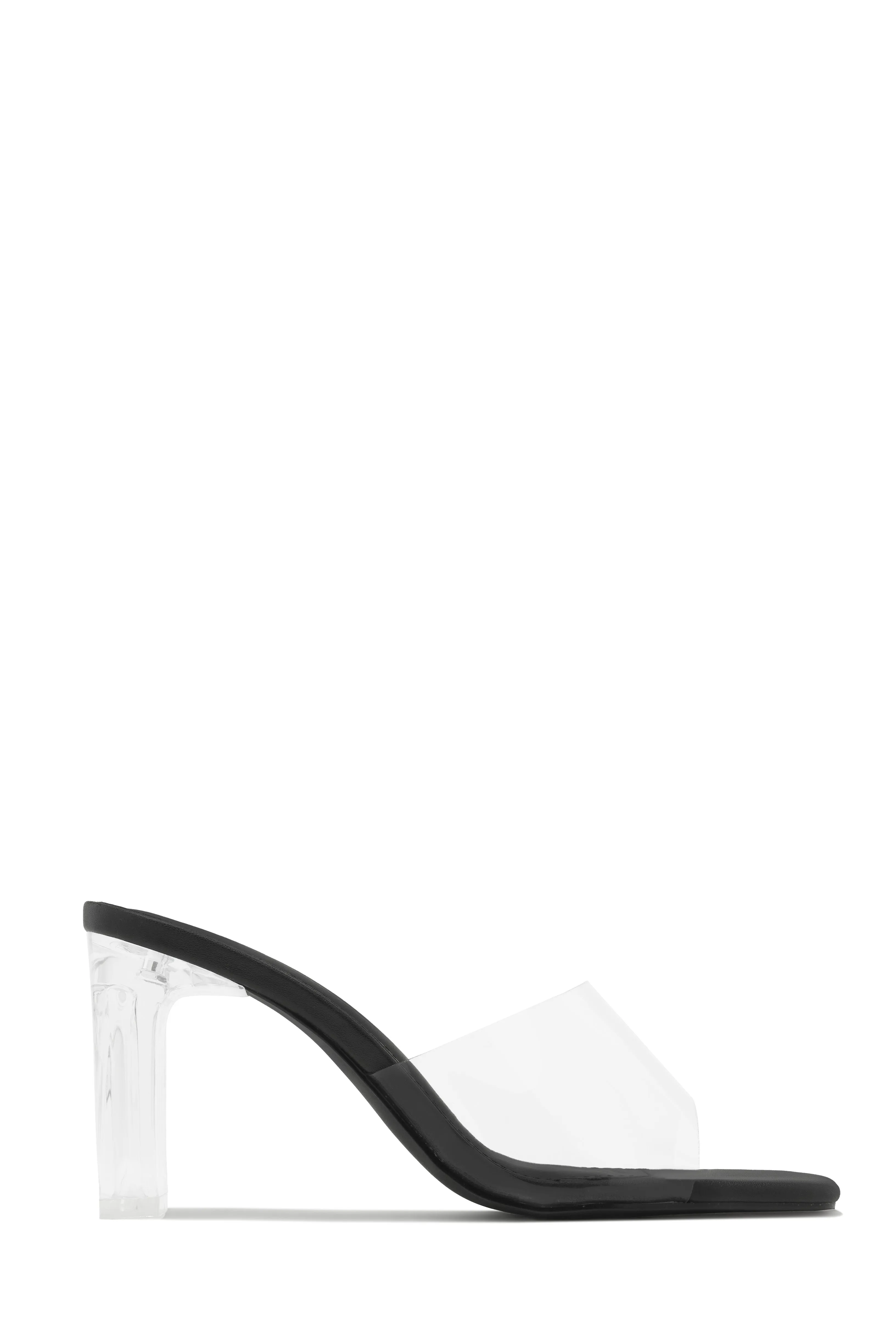 Vivian Clear Strap Mule Heels - Black sold by Miss Lola product image thumbnail 2