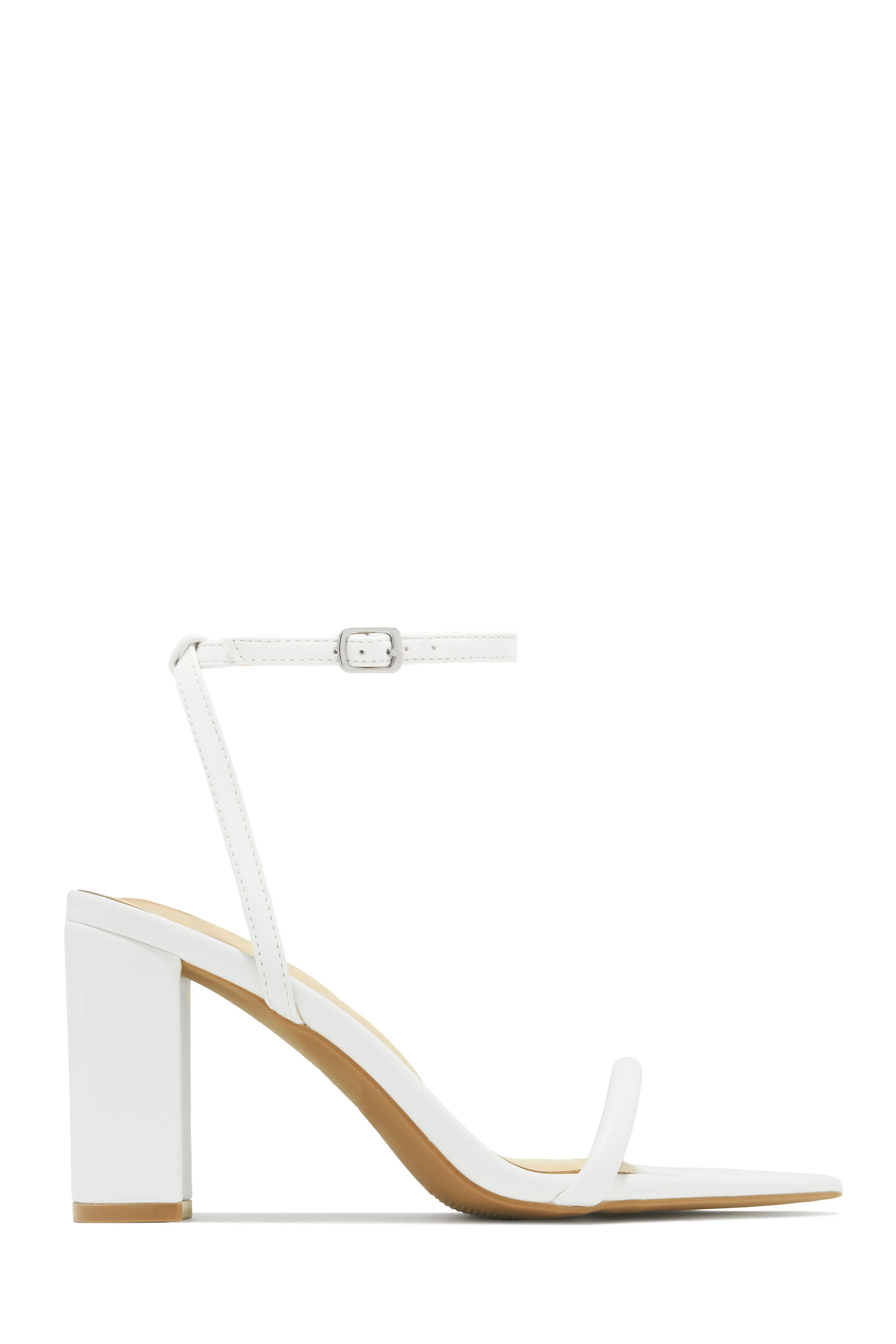 Reyna Single Sole Block Heels - White sold by Miss Lola