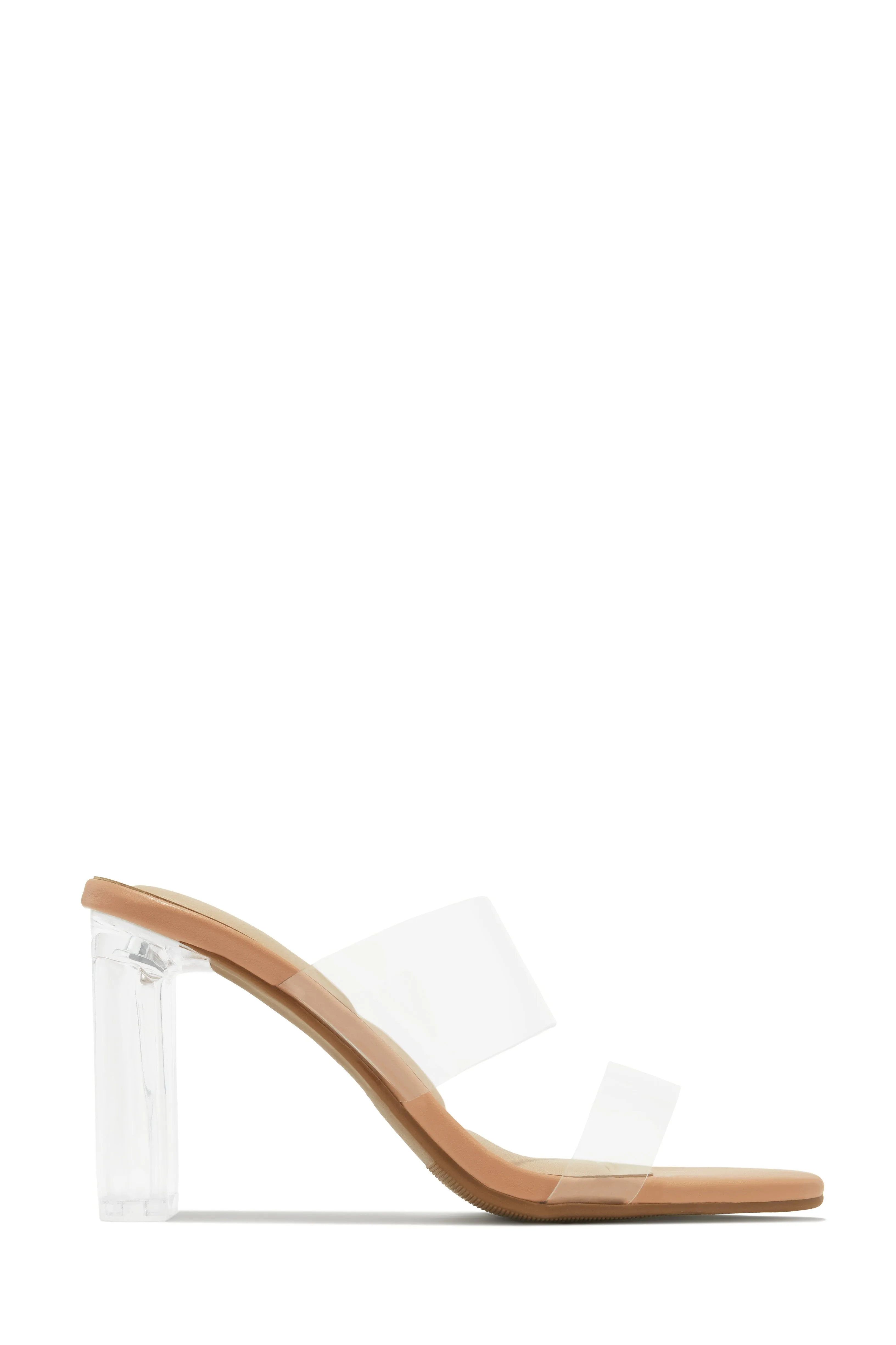 Jordana Clear Strap Mule Heels - Nude sold by Miss Lola