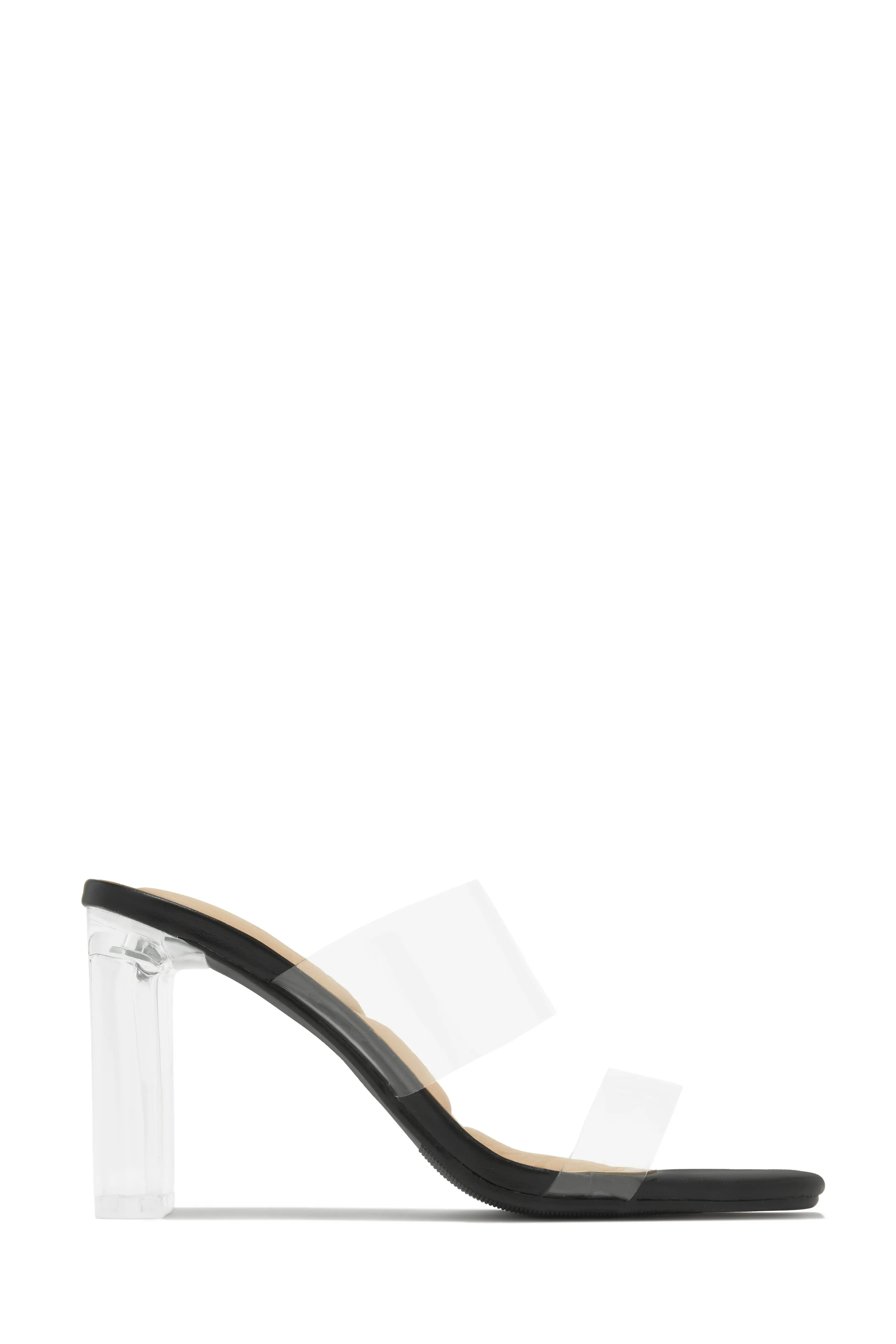 Jordana Clear Strap Mule Heels - Black sold by Miss Lola product image thumbnail 2