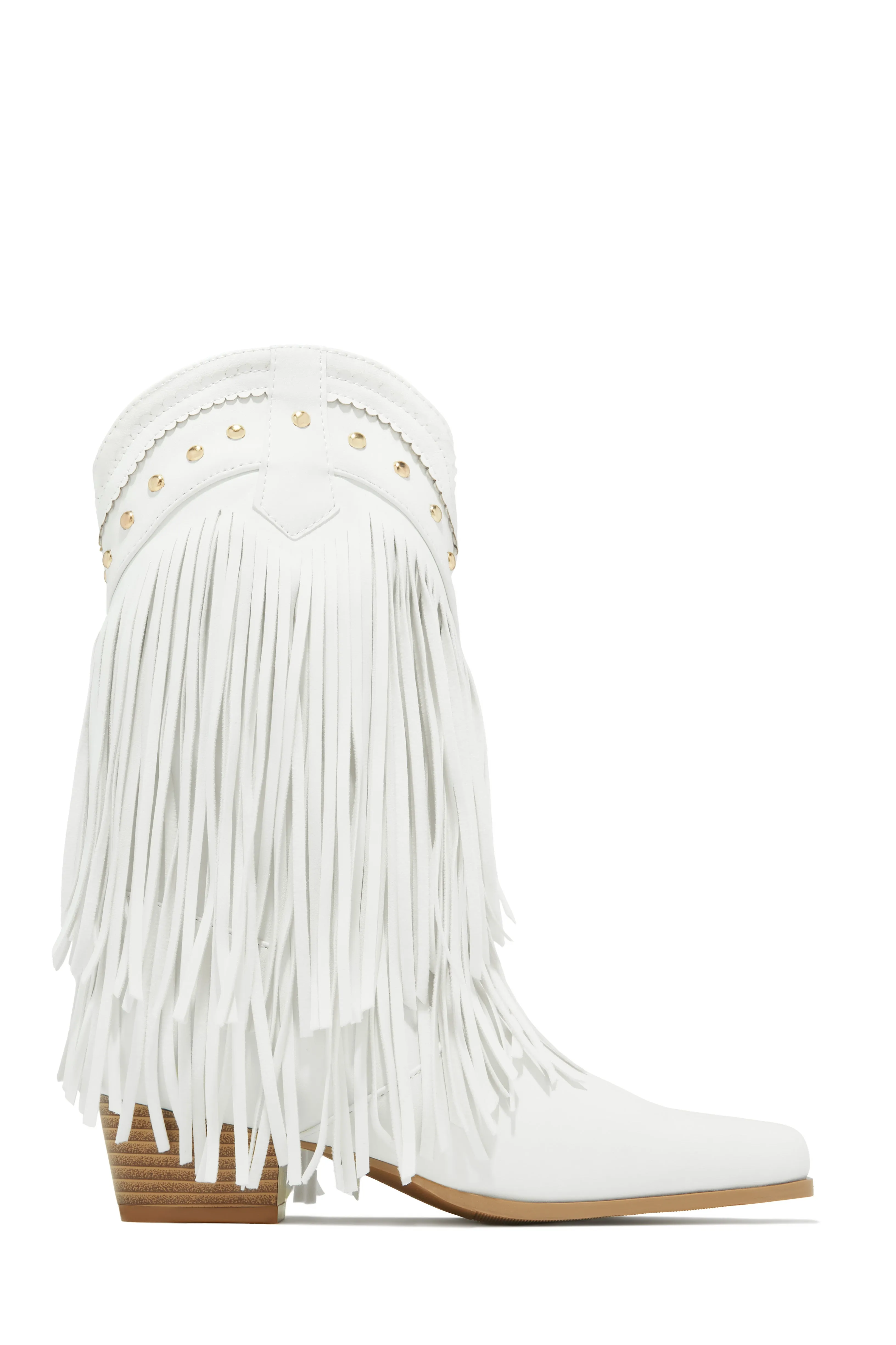 Bayley Fringe Cowgirl Boots - White sold by Miss Lola product image thumbnail 2