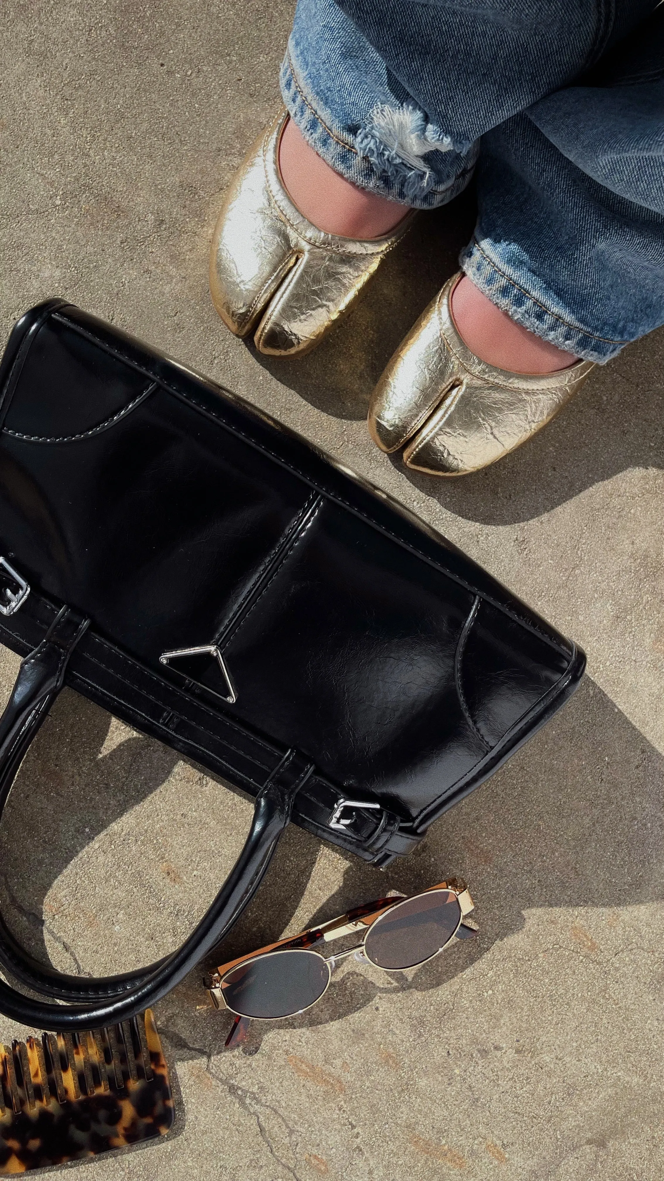 Zya Split Toe Flats - Gold sold by Miss Lola product image thumbnail 3