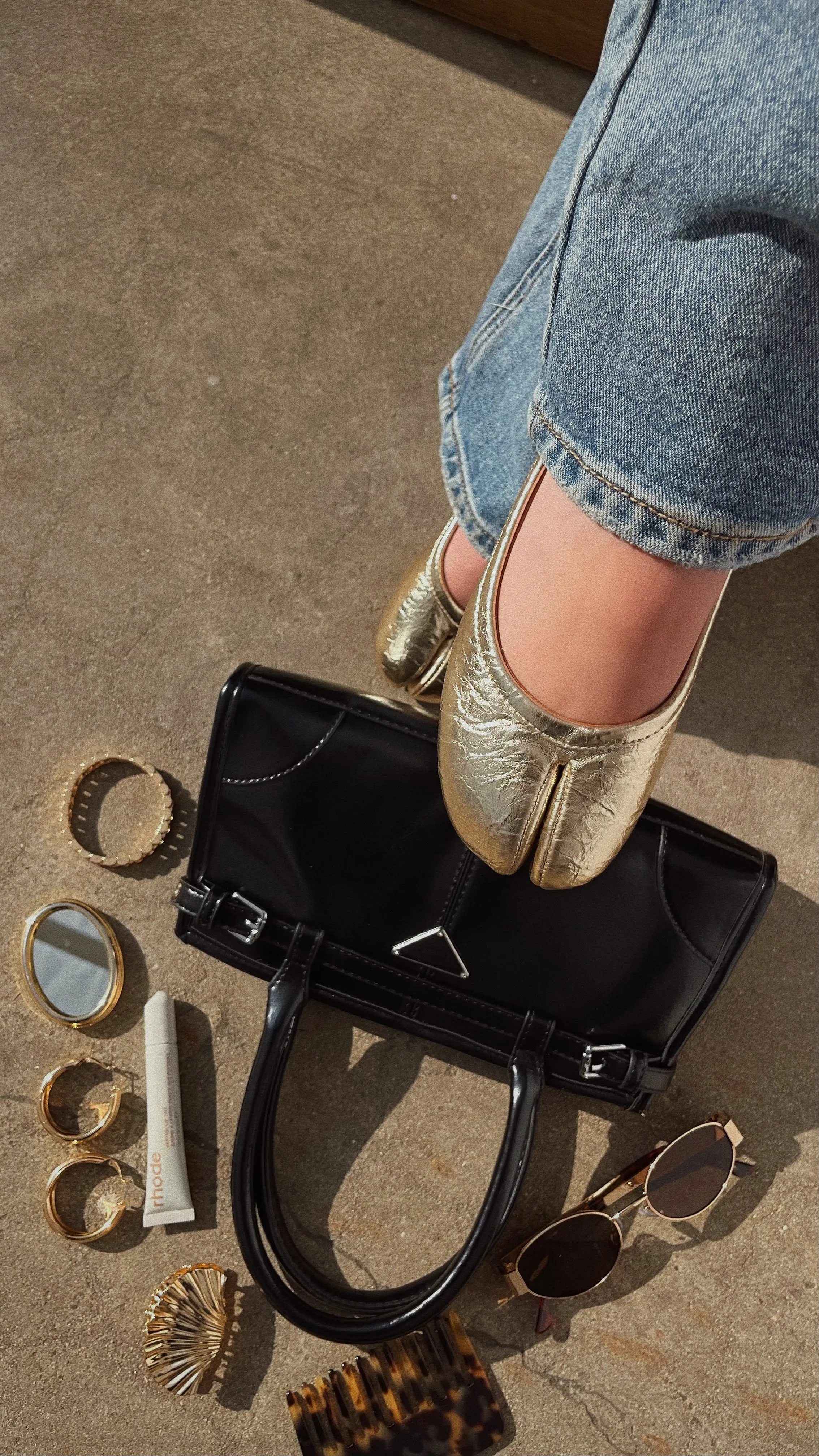 Zya Split Toe Flats - Gold sold by Miss Lola product image thumbnail 5