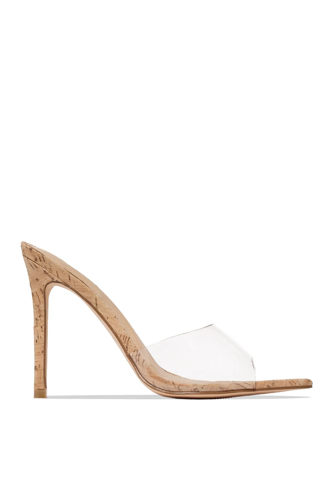 Beauty Blogger Clear Strap Heel Mules - Cork sold by Miss Lola product image thumbnail 4
