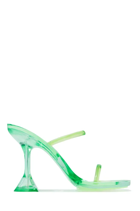 Erianna Jelly High Heel Mules - Green sold by Miss Lola