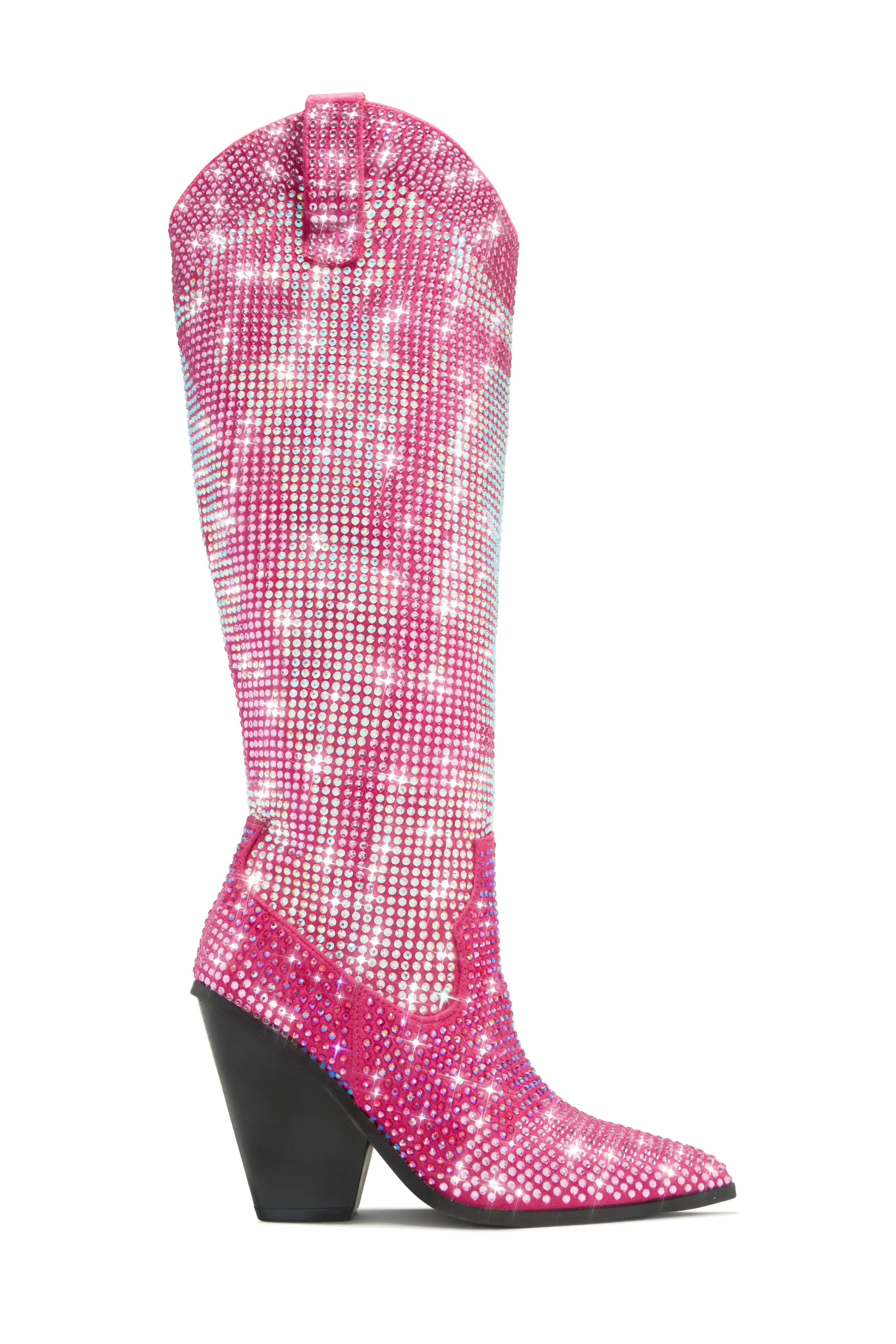 Eyes On Me Embellished Cowgirl Boots - Pink sold by Miss Lola