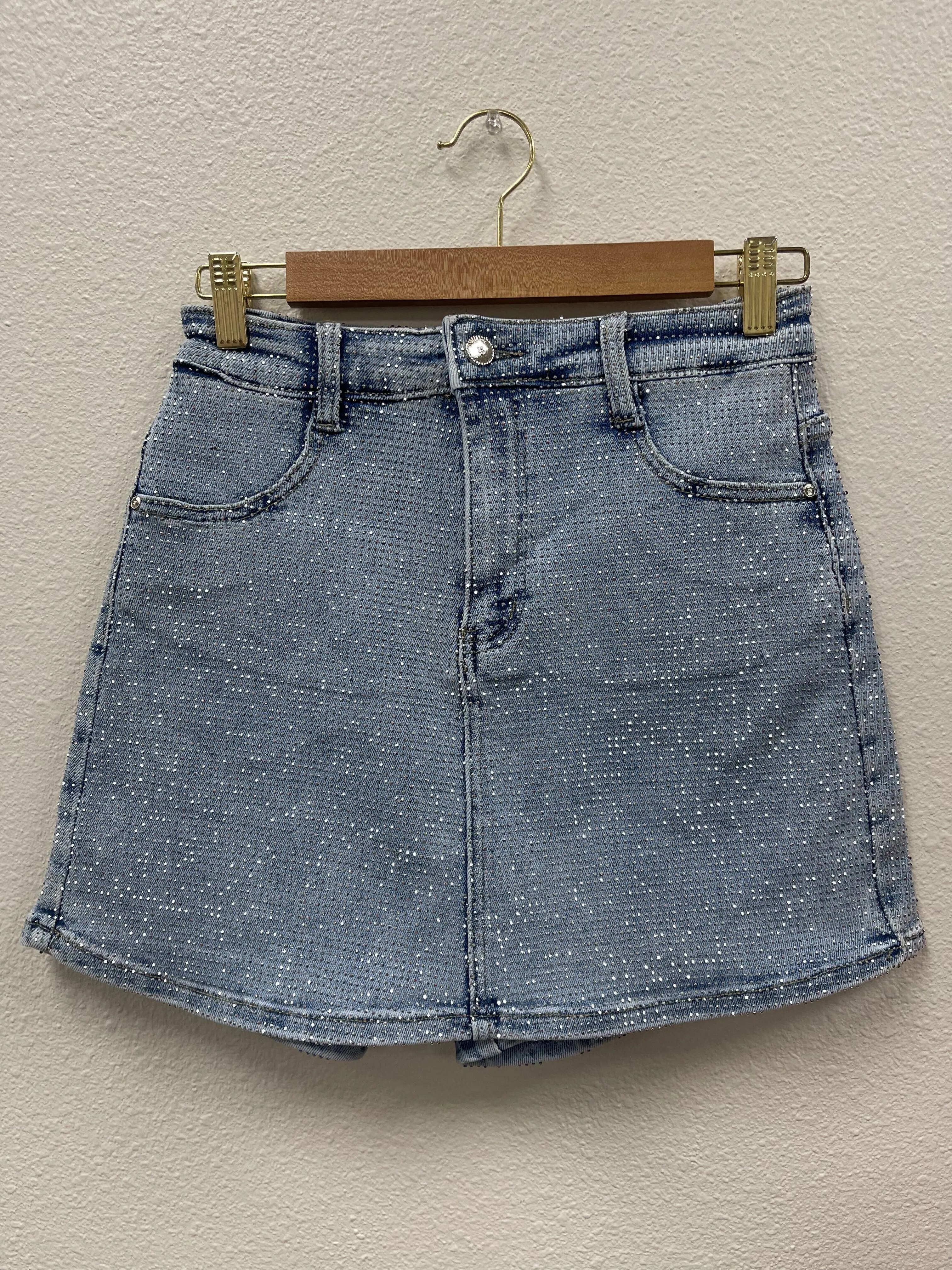 Anna Embellished Denim Skort - Denim sold by Miss Lola
