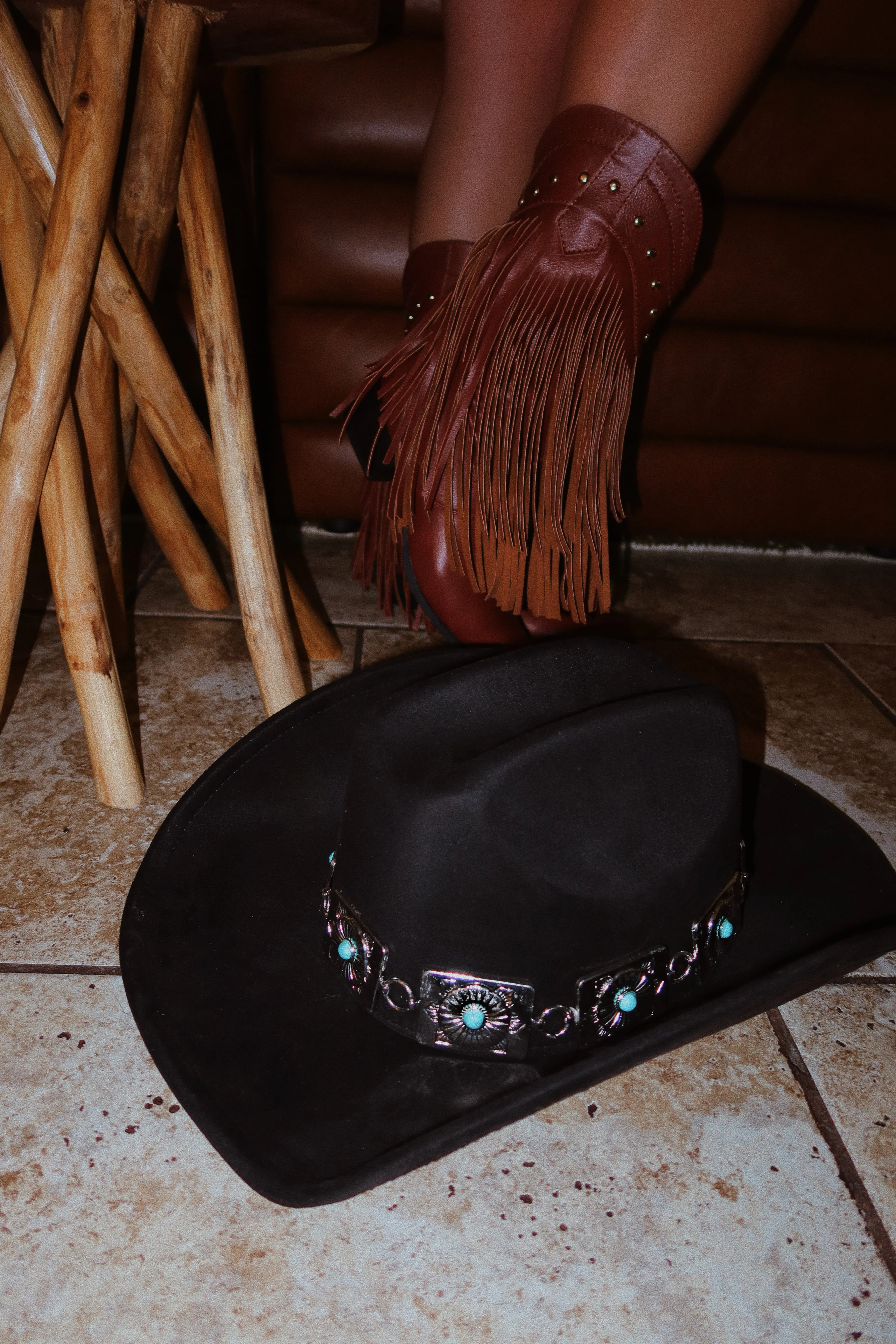 Yelayna Faux Suede Western Hat - Black sold by Miss Lola product image thumbnail 5