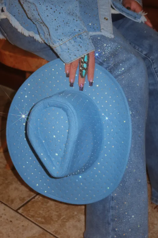 Harlen Embellished Wester Hat - Denim sold by Miss Lola