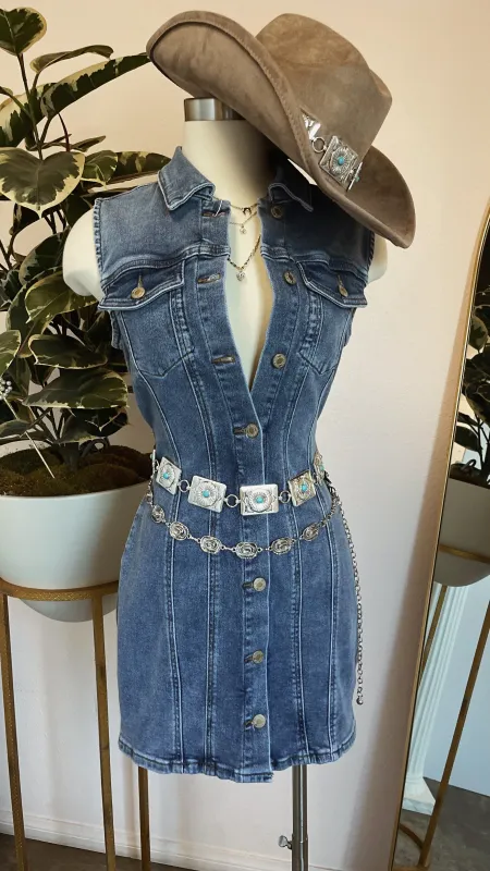 Kierra Denim Mini Dress - Denim sold by Miss Lola