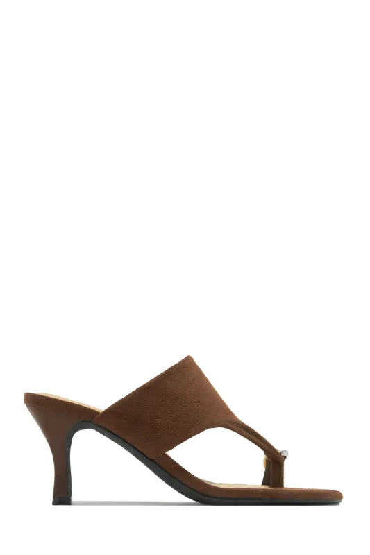 Anela Thong Strap Mule Heels - Brown sold by Miss Lola