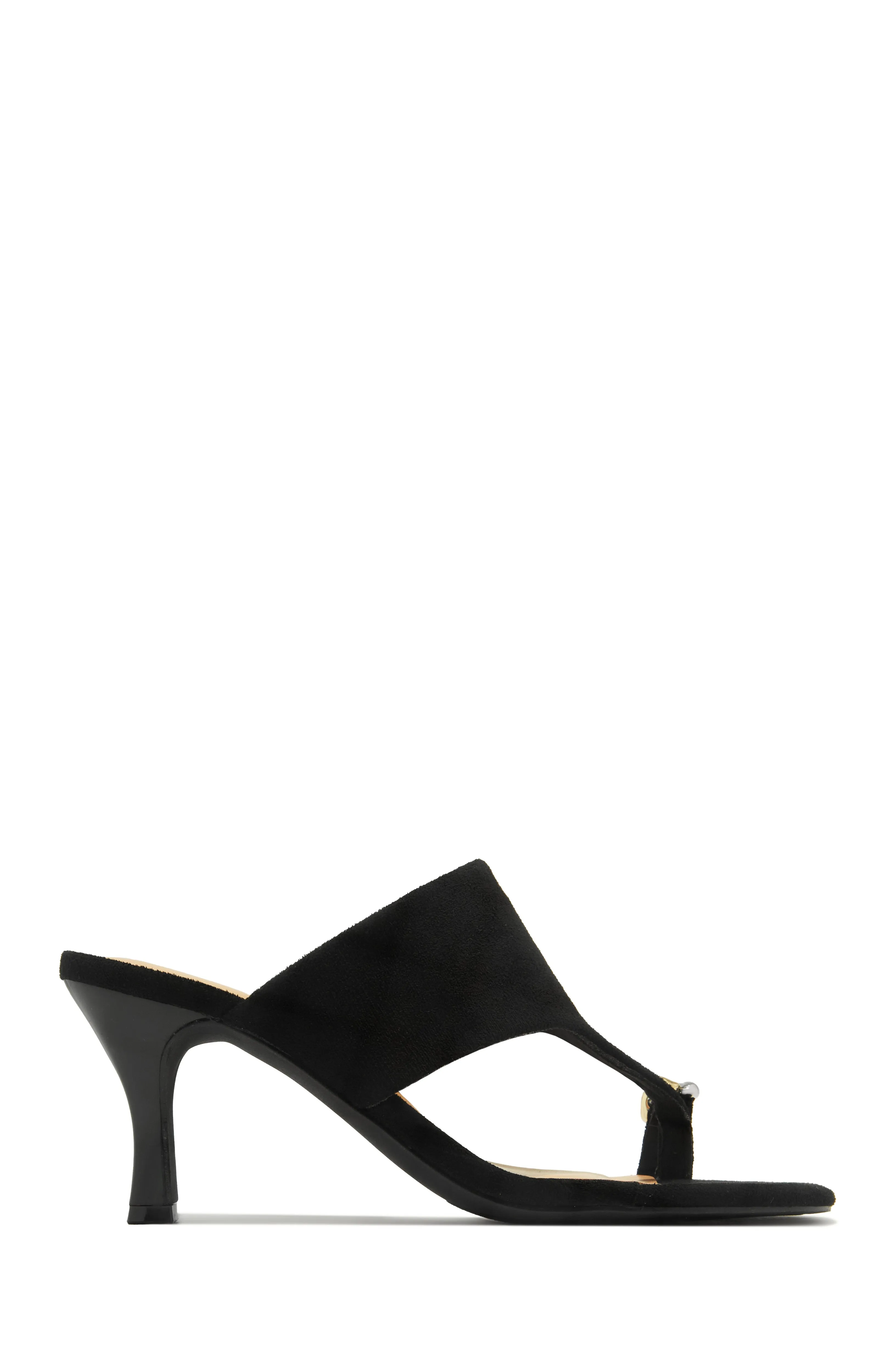 Anela Thong Strap Mule Heels - Black sold by Miss Lola